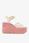 Chloé Isla 105 Calf Leather Wedge Sandals In Sand