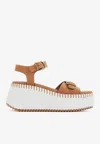 Chloé Isla 105 Calf Leather Wedge Sandals In Brown