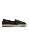 Chloé Isla Logo Embroidered Crochet Espadrilles In Black