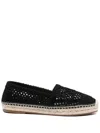 Chloé Isla Logo Embroidered Crochet Espadrilles In Black