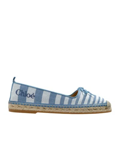 Chloé Striped Bow-detail Espadrilles In Pink