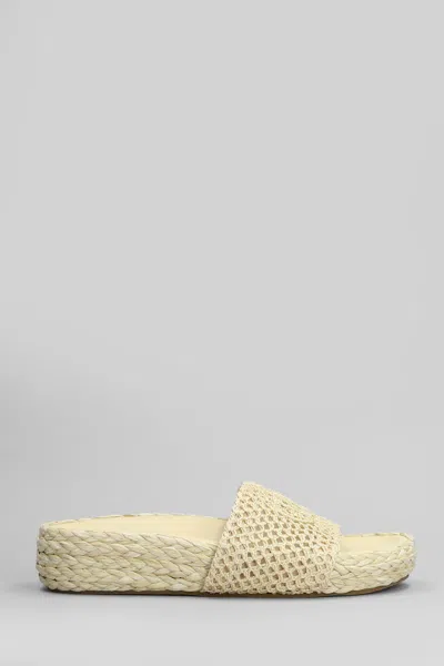 Chloé Sandalia Isla Natural Crochet Y Esparto In Neutral