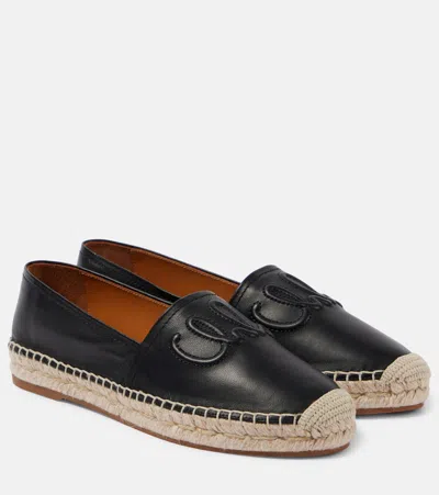 Chloé Womens Chloe Isla Logo-embossed Leather Espadrilles In Black