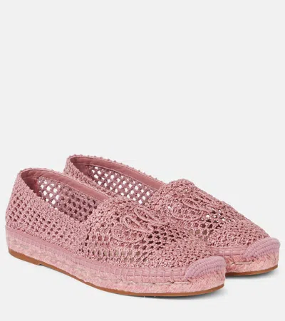 Chloé Isla Logo Crochet Espadrilles In Pink