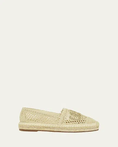 Chloé Isla Logo Crochet Knit Espadrilles In Brown