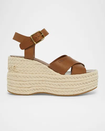 Chloé Isla Wedge Espadrille Sandals In Brown