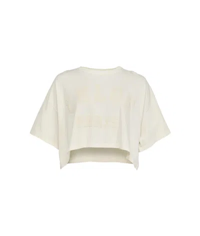 Chloé Ivory Cropped T-shirt With Logo In White