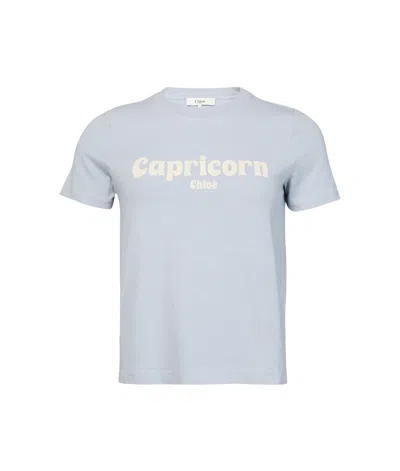 Chloé T-shirt Capricorne Ajusté En Jersey De Coton Femme Bleu Taille Xl 100% Coton In Blue