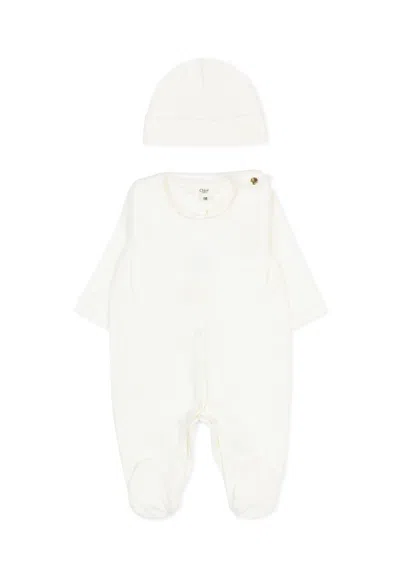 Chloé Ivory Babygrow Set For Baby Girl With Logo In White