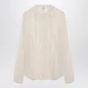Chloé Silk Shirt With Delicate Lace Panel In Beige
