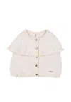 Chloé Ivory Cardigan For Baby Girl With Logo In White