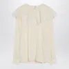 Chloé Lace Yoke Crepe Blouse In Brown