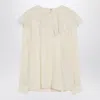 Chloé Lace-trimmed Organic Silk Crepe De Chine Blouse In Neutral