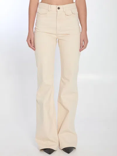 Chloé Ivory Flared Denim Trousers In Neutral
