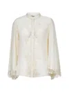 Chloé Fluid Silk Georgette And Lace Blouse In White