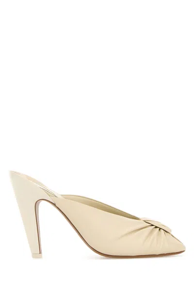 Chloé Chloe Ivory Leather Suzie Mules In White