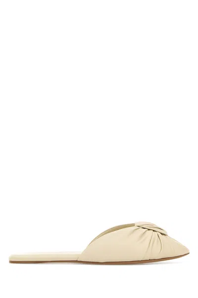 Chloé Chloe Ivory Leather Suzie Slippers In White