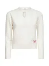 Chloé Wool And Cashmere Fitted Sweater With An Openwork Motif Clothing