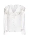 Chloé Lace-trimmed Floral Jacquard Silk Blouse In White