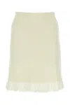 Chloé Chloe Ivory Stretch Wool Blend Skirt