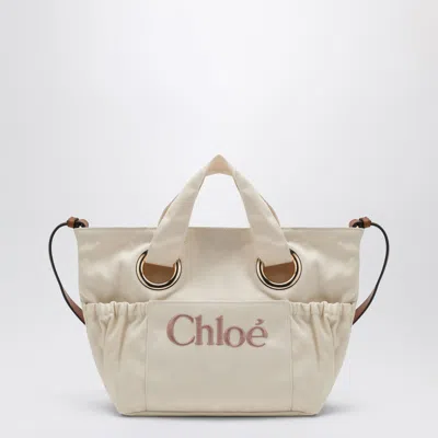 Chloé Kids' Ivory Tote Bag With Logo Embroidery In White