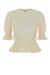 Chloé Wool Viscose Sweater Puff Sleeves Peplum In Multi