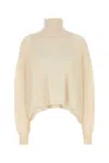 Chloé Pointelle Asymmetric Wool Sweater In Iconicmilk