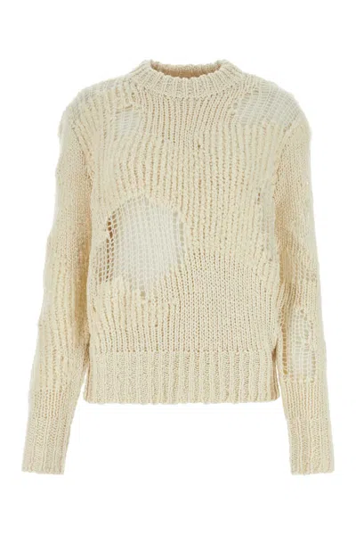 Chloé Distressed Knit Sweater In Beige