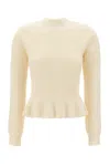 Chloé Ivory Stretch Wool Blend Cardigan In 107
