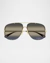 Chloé 62mm Oversize Gradient Rectangular Sunglasses In Gold