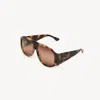 Chloé Teardrop Aviator Sunglasses Tortoiseshell Frame In Brown