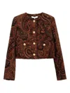 Chloé Multicolor Cropped Jacket With Round Neck And All-over Motif In Cotton Blend Woman