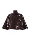 Chloé Short Shiny Lacquered Cape In Brown