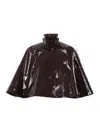 Chloé Women Lacquered Cropped Poncho In Brown