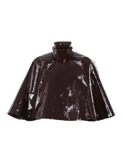 Chloé Lacquered-finish Cotton Cape In Brown