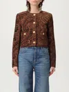 Chloé Multicolor Cropped Jacket With Round Neck And All-over Motif In Cotton Blend Woman