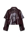 Chloé Chloe Jacket With Cape In Mahogany Leather Women In Deep Mahogany