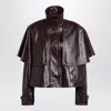 Chloé Chloe Jacket With Cape In Mahogany Leather Women