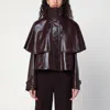 Chloé Chloe Jacket With Cape In Mahogany Leather Women In Brown