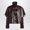 Chloé Chloe Jacket With Cape In Mahogany Leather Women In Brown