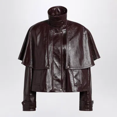 Chloé Chloe Jacket With Cape In Mahogany Leather Women In Brown