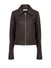 CHLOÉ JACKET WITH WIDE COLLAR IN LEATHER