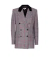 Chloé Double-breasted Velvet-trimmed Checked Wool Blazer