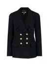 Chloé Cascade-lapel Double-breasted Boucle Jacket In Black