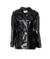 Chloé Chloe Houndstooth-trimmed Coated Linen Trench Coat In Black