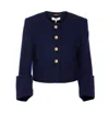 Chloé Check Pattern Cropped Jacket In Blue