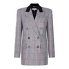 Chloé Double-breasted Velvet-trimmed Checked Wool Blazer
