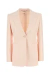 Chloé Wool Blazer With Notched Lapels And Front Flap Pockets In Pink