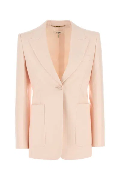 Chloé Chloe Women Pastel Pink Wool Blazer In Brown