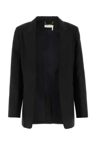 Chloé Open-front Ramie Blazer In Black